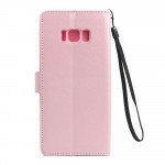 Wholesale Galaxy S8 Multi Pockets Folio Flip Leather Wallet Case with Strap (Rose Gold)